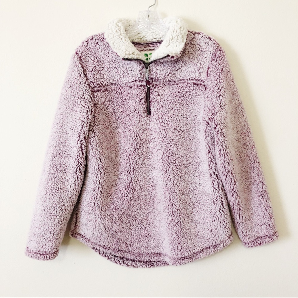 Green tea medium wine red Sherpa quarter zip